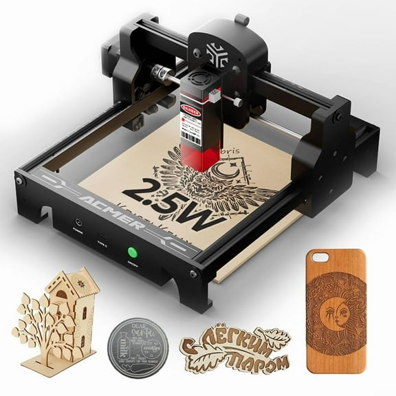 Acmer S1 Laser Engraving Machine,2.5W(2500mW) Laser Cutter and Engraver Machine,High Precision Engraving Machine 130x130mm for Wood,Metal,Leather with Eye Protection