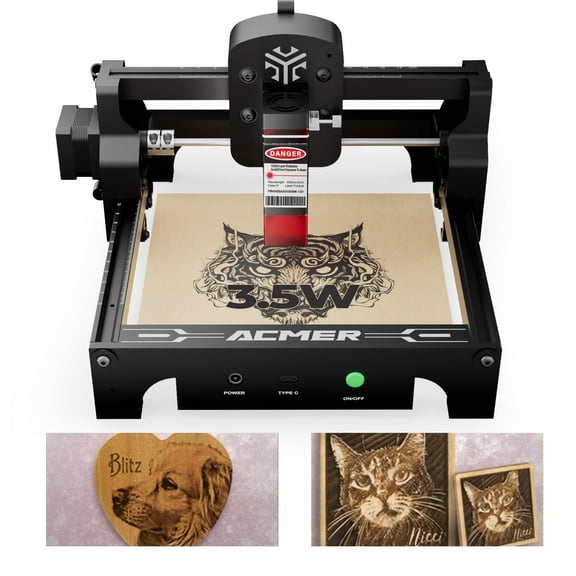 Acmer S1 3.5W Laser Engraver for Wood & Metal –High Precision Cutter,130x130mm,Portable DIY Engraving machine,with Eye Protection