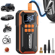Acmount Tire Inflator, 160PSI Air Pump For Car Tires, 10000mAh Rechargeable Fast Inflation Tire Pump with LED Light and Auto Shut-Off Function for Car, Motorcycle, Bicycle, BallsOrange
