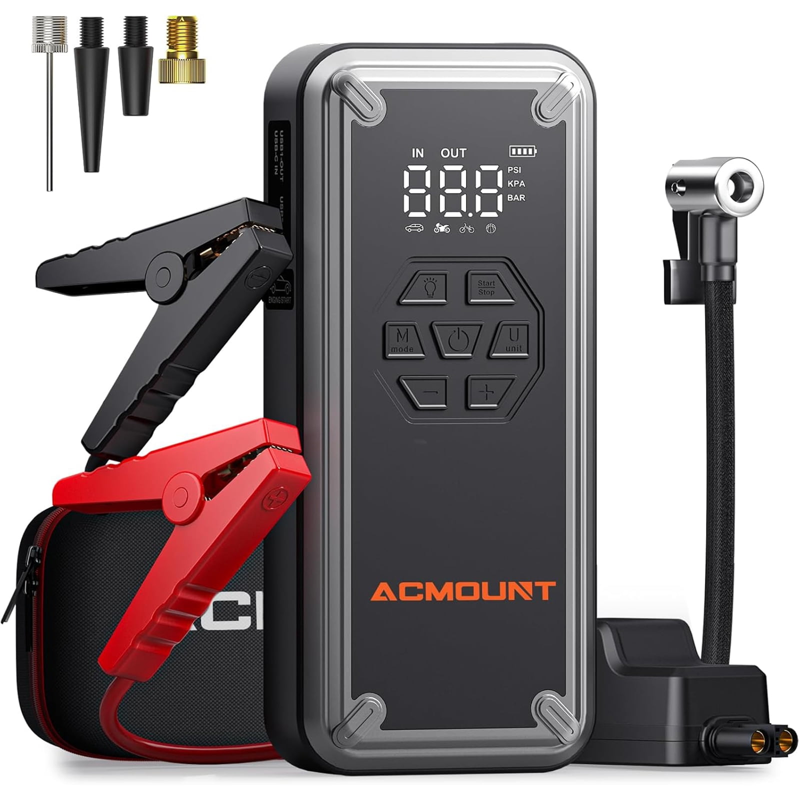 Acmount Jump Starter Air Compressor, 3000A Car Jump Start with 150PSI Tire Inflator, 12V Battery Jumper for 9.0 Gas and 8.0L Diesel Engines