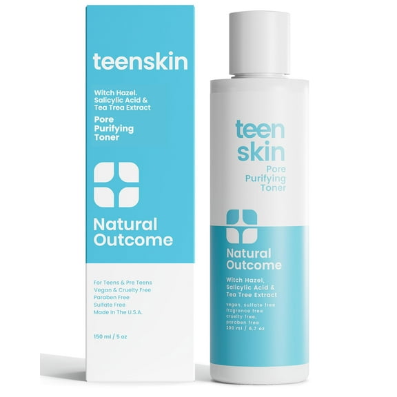 Acne Clarifying Face Toner for Teens by Natural Outcome Skin Care - Salicylic Acid Facial Astringent to Clear Acne & Purify Pores - Fragrance Free, Alcohol Free 6.7 oz