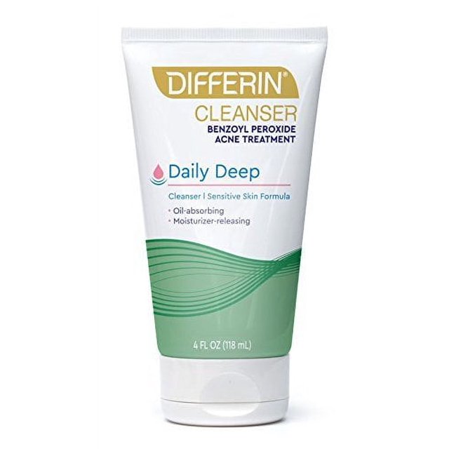 Differin Gel Acne Face Wash with Benzoyl Peroxide, Daily Deep Facial