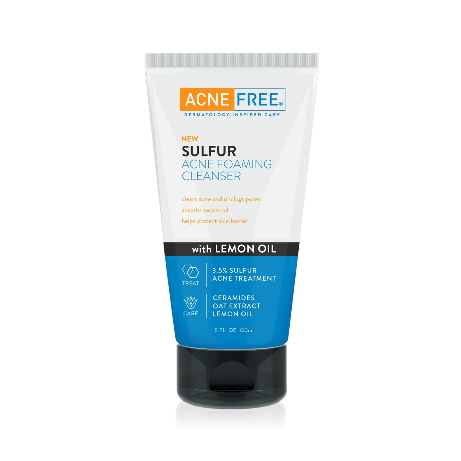 AcneFree Sulfur Acne Foaming Cleanser with Lemon Oil, and Oat Extract, 5oz HSA/FSA Eligible