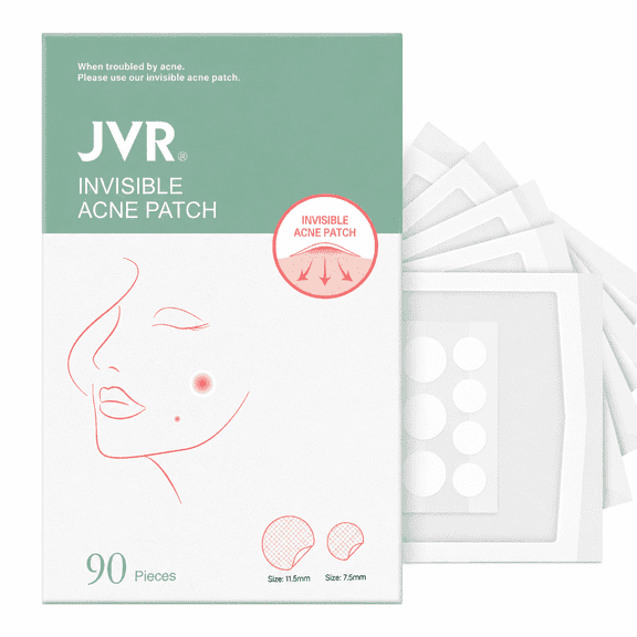 JVR Hydrocolloid Pimple Patches for Face with Salicylic Acid, Acne Spot Treatment Stickers, 90 Count (2 Sizes)