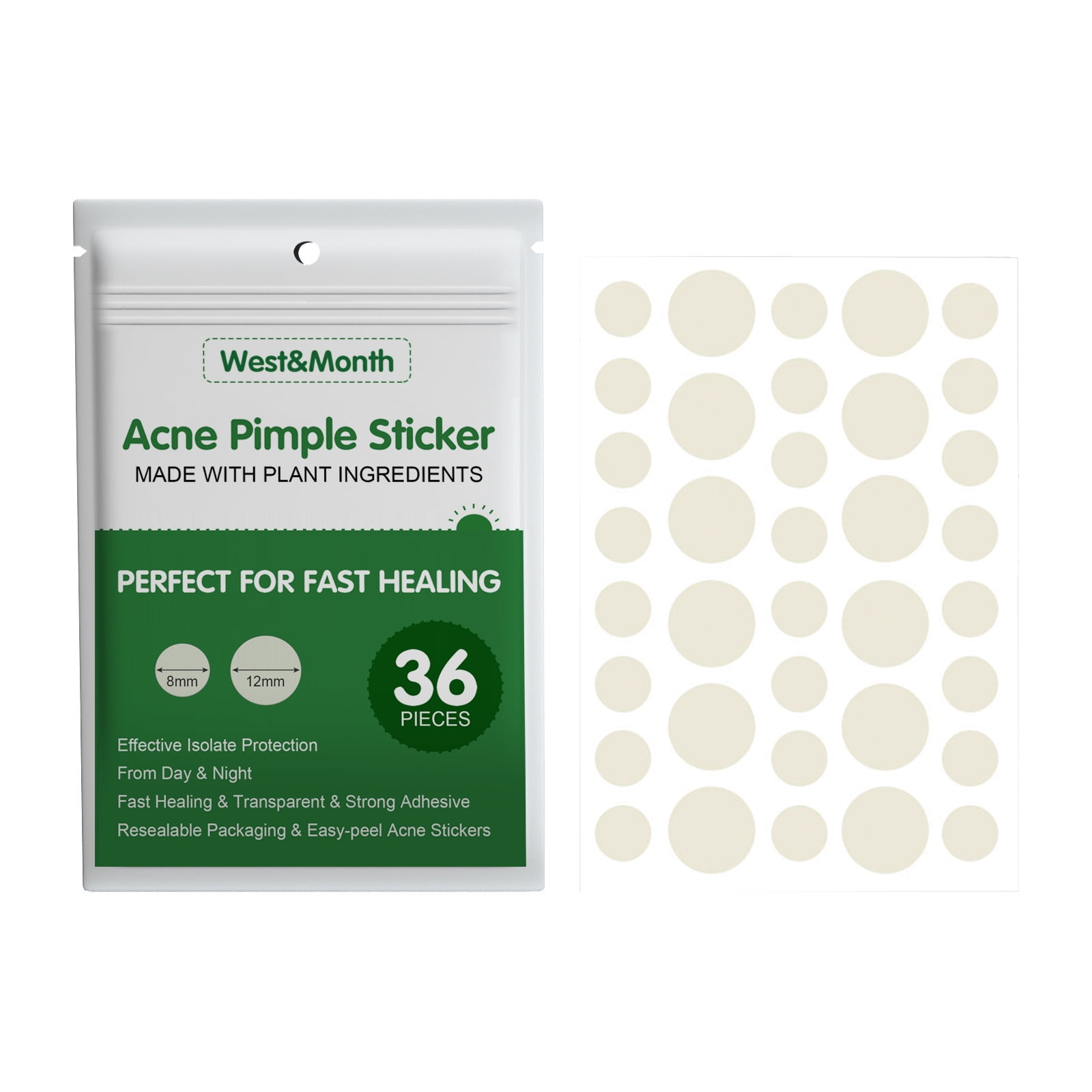 Acne Pimple Patch (36 Counts 2 Sizes), Invisible Hydrocolloid Acne ...