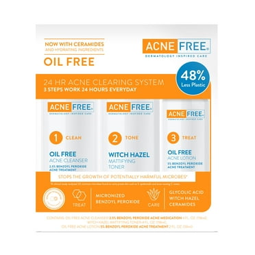 Acne Free Oil Free 24 HR Acne Treatment Kit, 3 Step Acne Clearing System