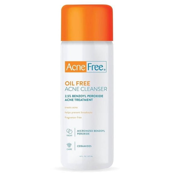 AcneFree Oil Free Acne Cream Cleanser 2.5% Benzoyl Peroxide Treatment, 8 oz