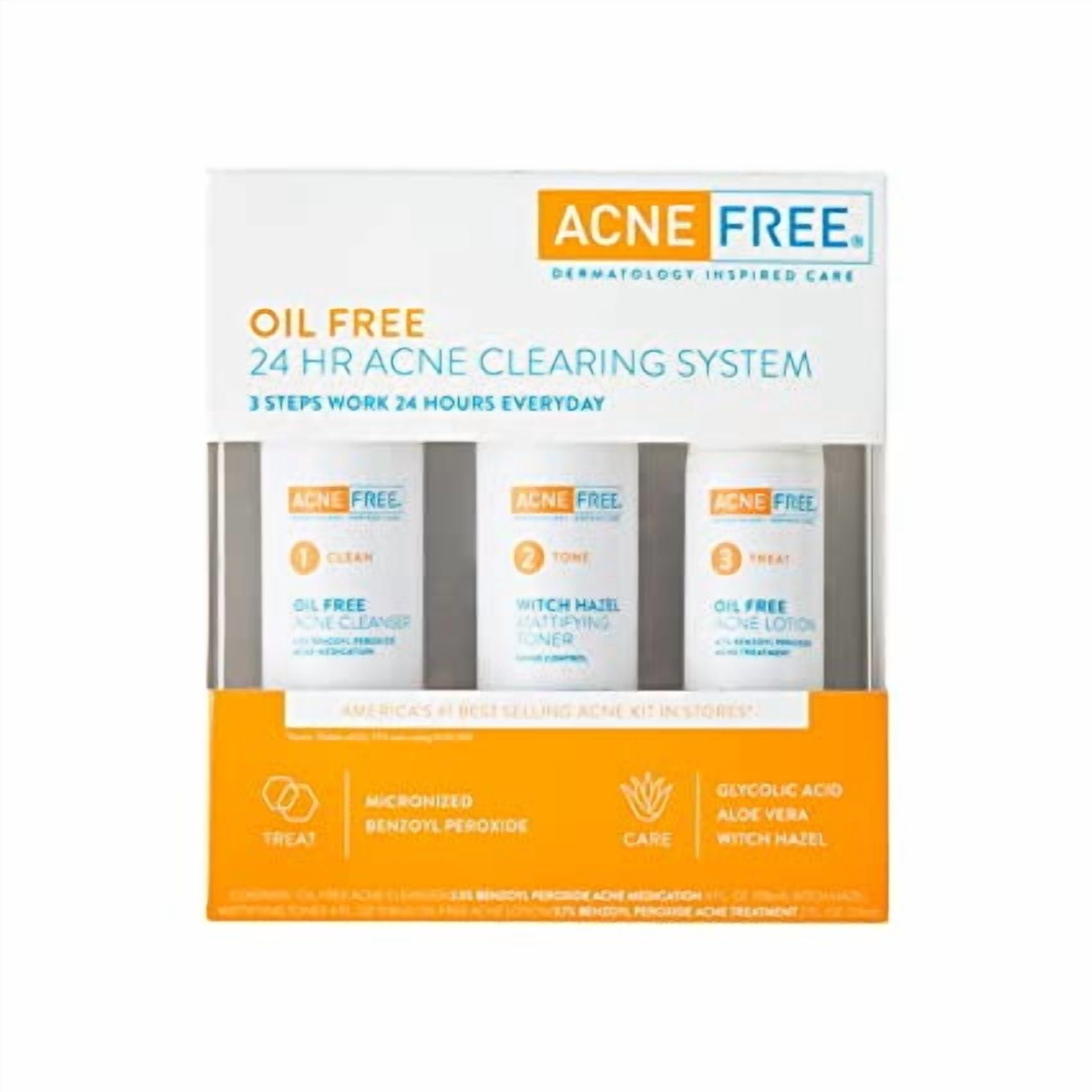 Acne Free Sentive Skin 24 HR Acne Clearing System 3 Step Acne Treatment Kit