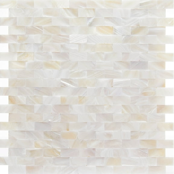 Acopelo Peel and Stick Mother of Pearl Mosaic Metro Tile Natural White 12" x 12" for Backsplash, Kitchen Wall - 6 Tiles