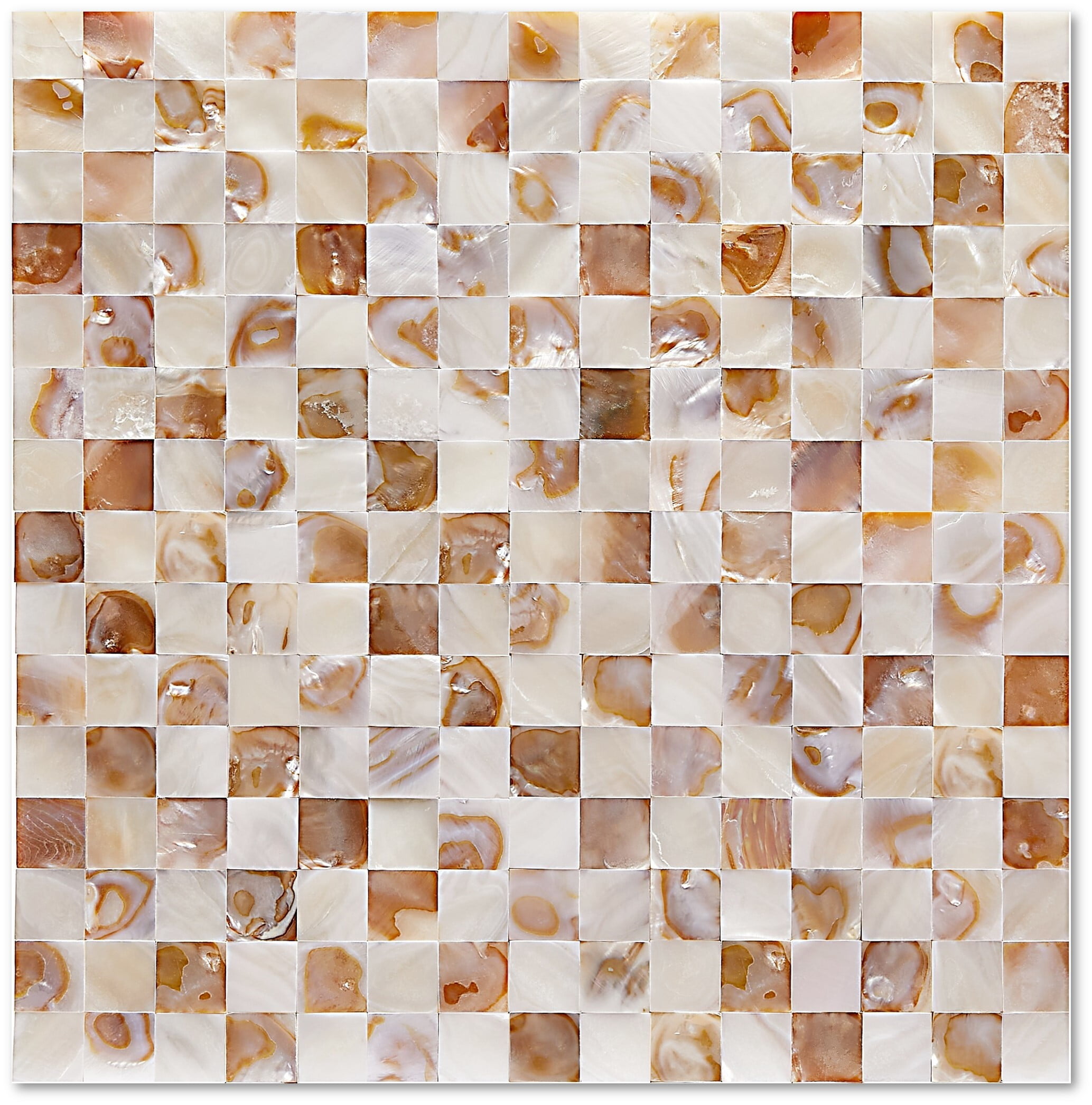 Acopelo Peel and Stick Natural Mother of Pearl Mosaic Shell Tile Checkboard 12" x 12" for Backsplash - 6 Tiles