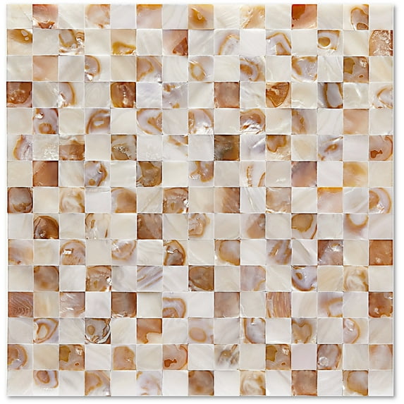 Acopelo Peel and Stick Natural Mother of Pearl Mosaic Shell Tile Checkboard 12" x 12" for Backsplash - 6 Tiles