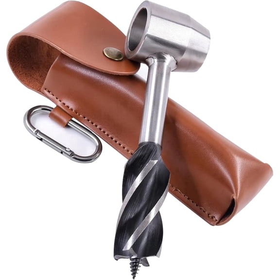 Acoretoas Bushcraft Survival Tool Manual Auger Drill, 1-Inch Scotch Eye Hand Hole Maker with Protective Case and Hook