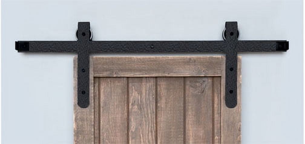 84" Black Iron Round End Barn Door Hardware Kit