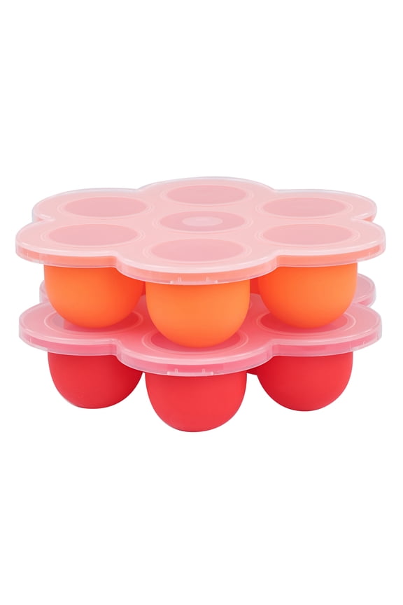 Food Container with Thin Lid, 2PK Red and Orange Meal Prep Container
