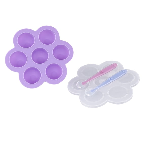 Acorn Baby Purple Food Container Freezer Thick with Thin Lid and 2pk Spoons