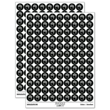 Acorn Doodle 200+ Round Stickers - Black - Gloss Finish - 0.50" Size