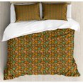 thumbnail image 1 of Acorn Duvet Cover Set Queen Size, Oak Leaves Acorns and Mushroom in Earthy Colors Ornamental Repeating Autumn Pattern, Decorative 3 Piece Bedding Set with 2 Pillow Shams, Multicolor, by Ambesonne, 1 of 3