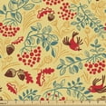 thumbnail image 1 of Acorn Fabric by the Yard, Doodle Woodland Animals of Wild Nature Composition Colorful Leaves Birds Berries, Decorative Upholstery Fabric for Sofas Home Accents, 10 Yards, Multicolor by Ambesonne, 1 of 4