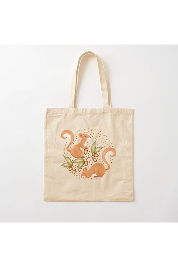 Acorn Foraging Red Squirrels Canvas Tote Bags, Reusable Shopping Bag
