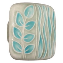 Acorn Large Square Ceramic Knob - Green and Teal Sea Grass