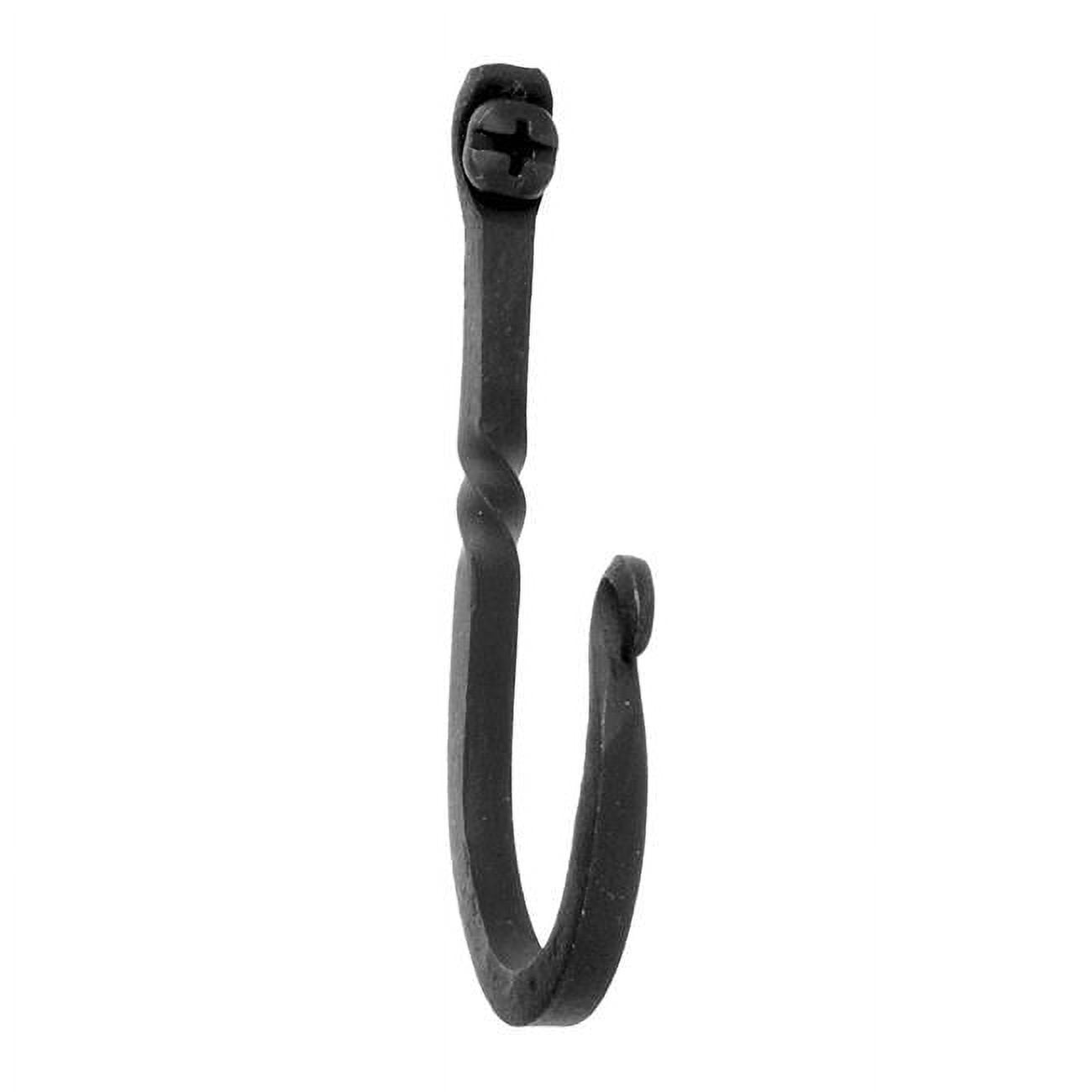 Black Hand Forged Metal and Wood Hook