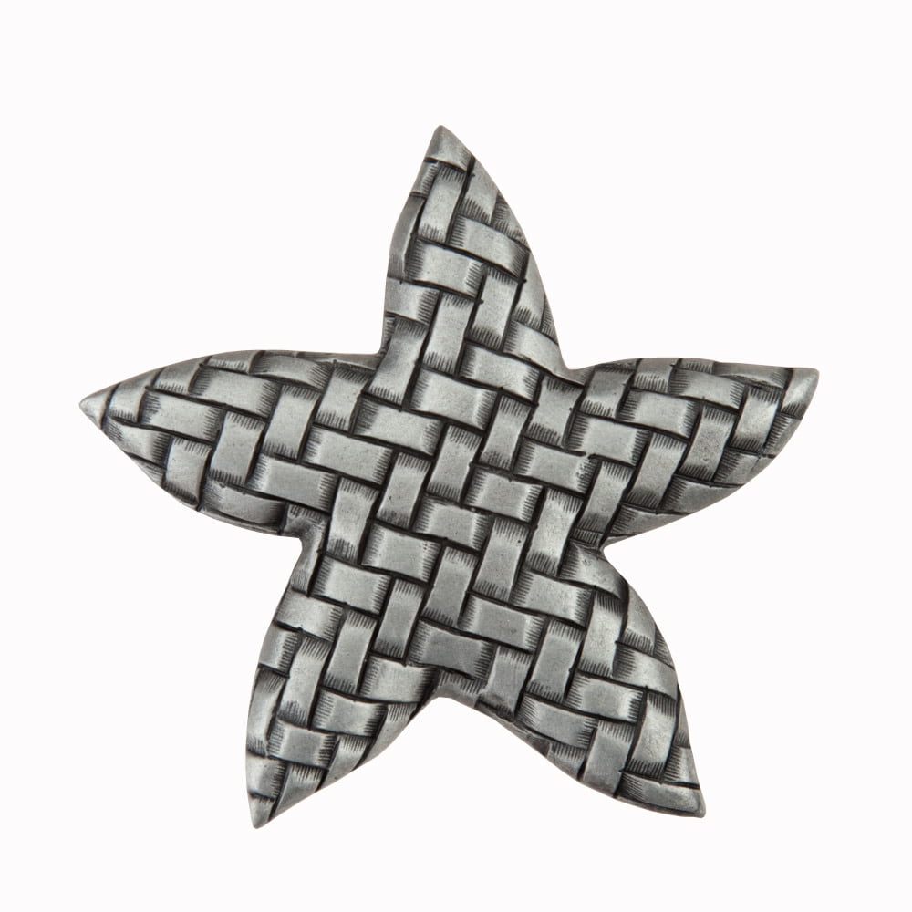 Antique Pewter Woven Star Cabinet Knob with Mounting Hardware