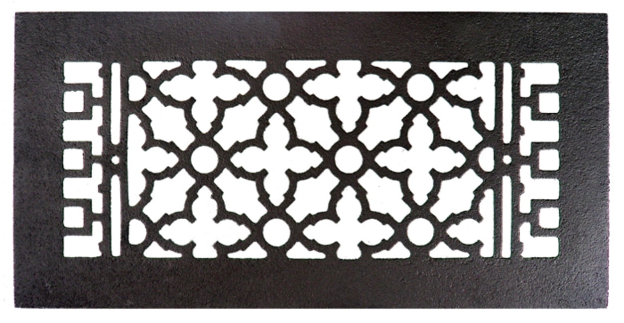 16'' x 8'' Black Cast Iron Decorative Floor Grille
