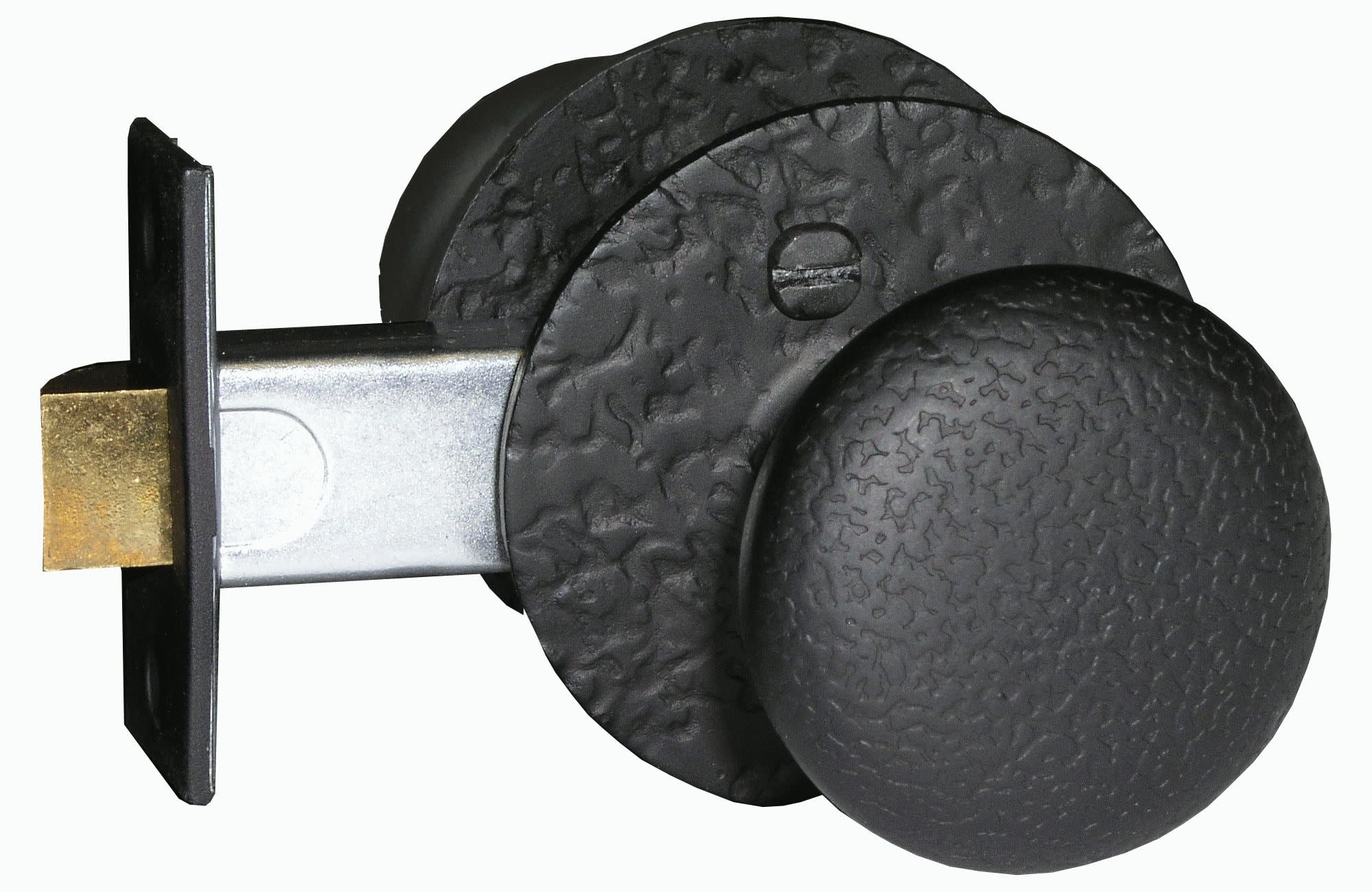 Black Rough Iron Privacy Knob Set with Round Escutcheon