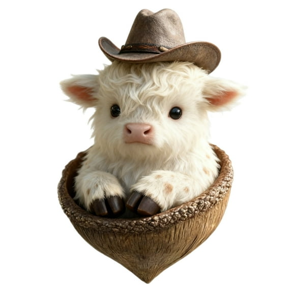 Acorn Ornaments Highland Cow Christmas Decor, 2D Flat Acrylic Hanging Figurines for Xmas Tree Holiday Decor, Cute Western Yak for Home Garden Car Backpack, Unique Festive Party Decor (A-1PCS)