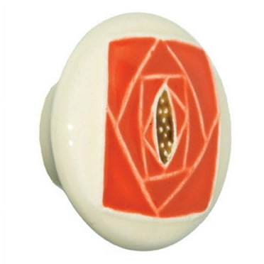 Acorn PR5YP Lg Rd Off White with Sq Orange Rose