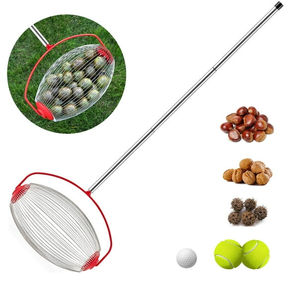 14.6 Nut Gatherer Roller Tool with Telescopic Handle Manual Collector for Walnuts, Pecans, Golf Balls & More Adjustable Yard Harvesting Tool