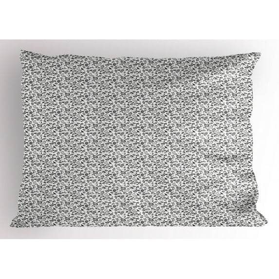 Acorn Pillow Sham, Vintage Hand-Drawn Sketch of Various Organic Seeds Composition Print, Decorative Standard Size Printed Pillowcase, 26 X 20 Inches, Charcoal Grey and White, by Ambesonne
