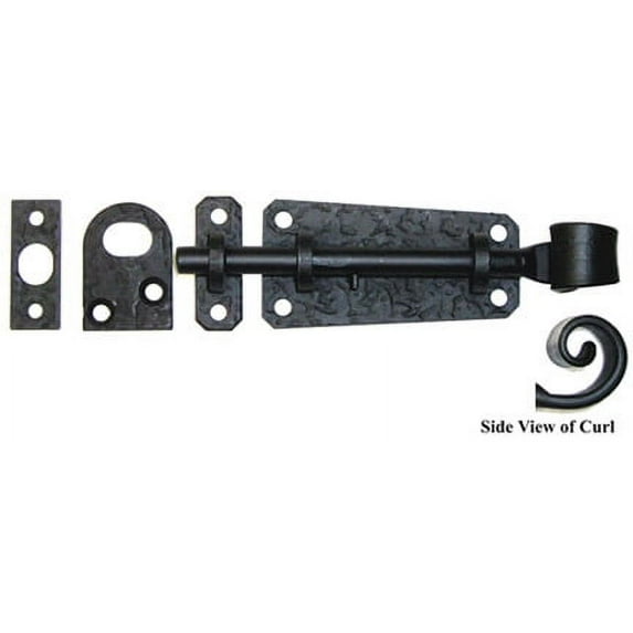 Acorn RL4BP 5-1/4'' Long Scroll Forged Iron Surface Bolt - Black