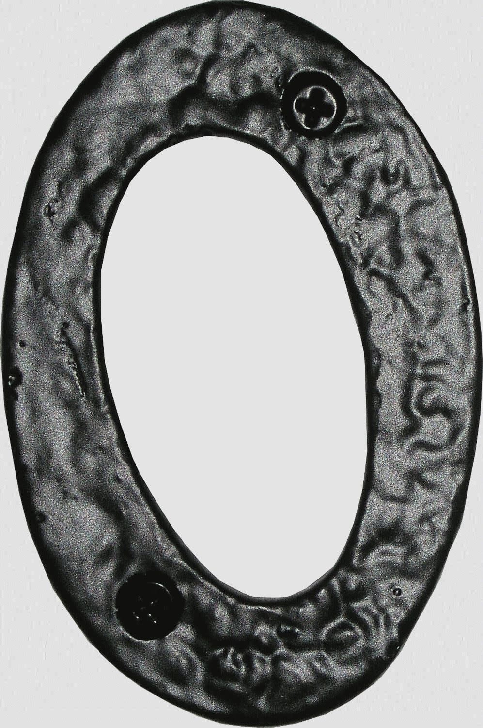 Black Hand-Forged Iron 4'' House Number 0