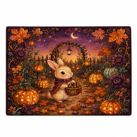 Acorn Rabbit Moonless Garden Rectangle Rug for Reading Nook Fall