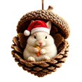 thumbnail image 1 of Acorn Shell Forest Animal Christmas Ornaments, Santa Hat Cute Wildlife Hanging Pendant, 2D Flat Acrylic Cute Creature Hanging Pendants, Festive Tree Decor Charms for Xmas Wreath, Garland Decoration, 1 of 4