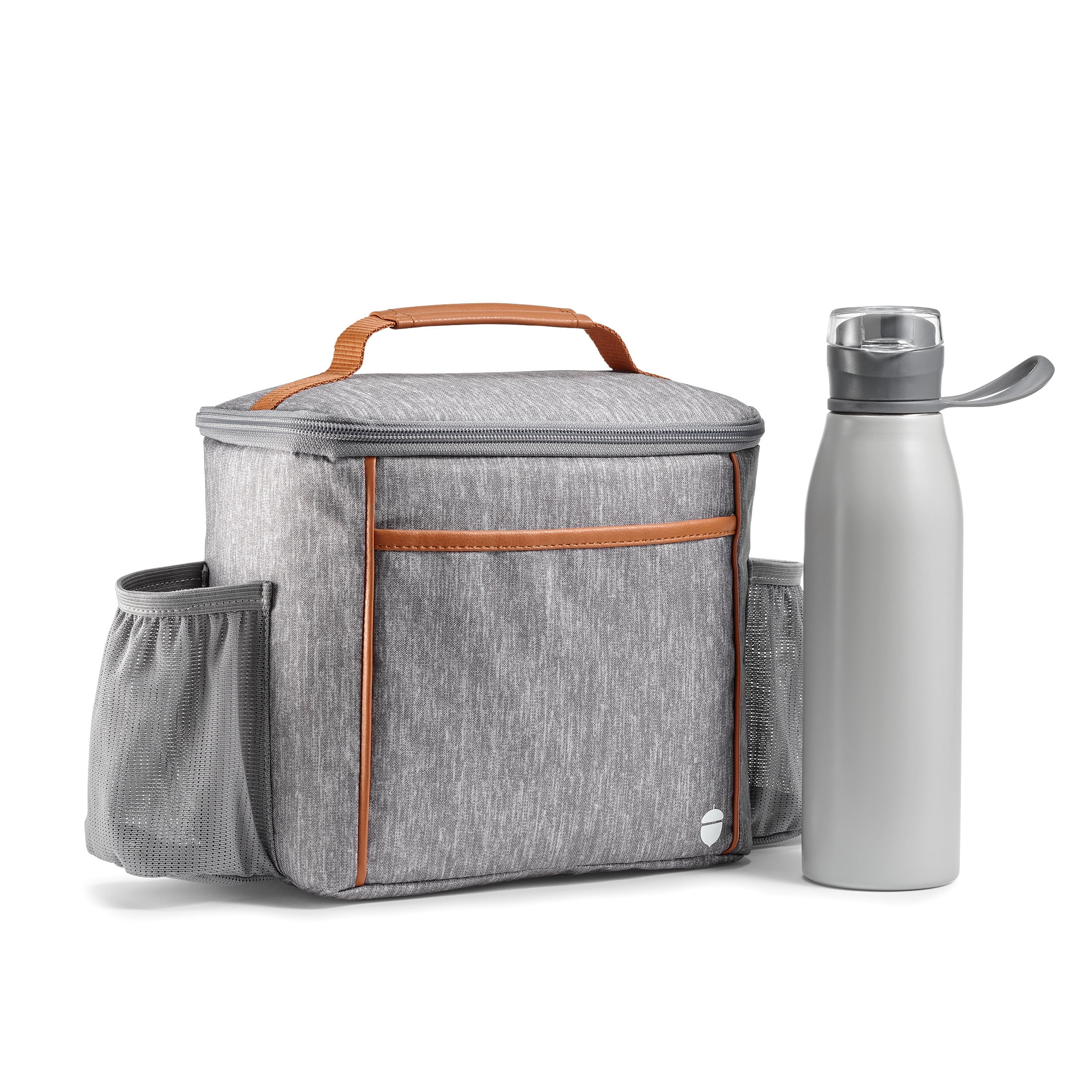 Healthy Packers Insulated Lunch Bag with Water Bottle Holder (Gray