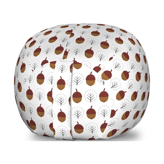 Acorn Storage Toy Bag Chair, Scandinavian Style Pattern with Forest Botany Elements, Stuffed Animal Organizer Washable Bag, Small Size, Brown Charcoal Grey, by Ambesonne