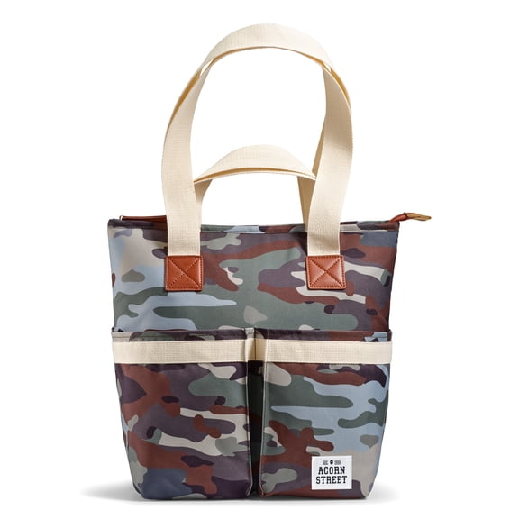Acorn Street Insulated Cooler Tote Bag with Removable Divider, Woodland Camo