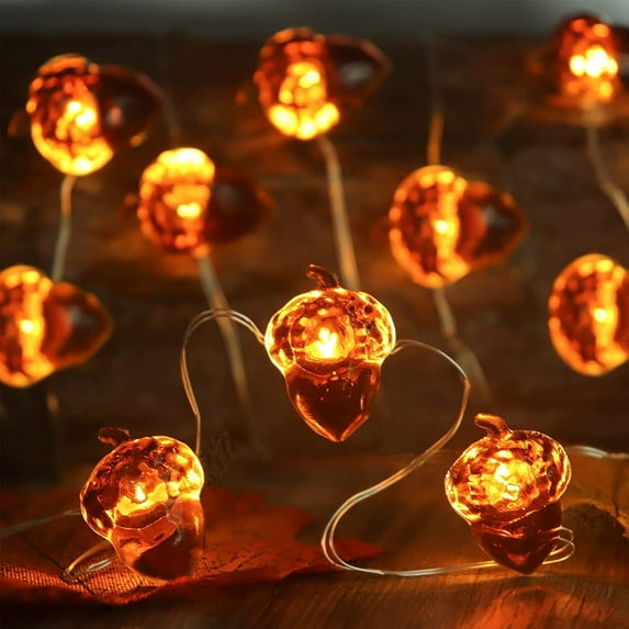 Acorn String Lights Battery Operated,13ft 40LED Acorn Fairy Light, 8 Lighting Modes with Remote for Thanksgiving Festival Indoor Fireplace Mantel Autumn Decoration