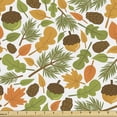 thumbnail image 1 of Ambesonne Acorn Fabric by the Yard Upholstery, Maple Leaf and Fir Branch, 3 Yards, Multicolor, 1 of 4