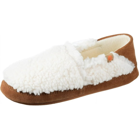 Acorn Women's Moc with Collapsible Heel Slide Into the Cozy Fleece Lining and Memory Foam Cloud Like Cushion Support, with an Indoor / Outdoor Sole Buff Popcorn With Collapsible Heel 8-