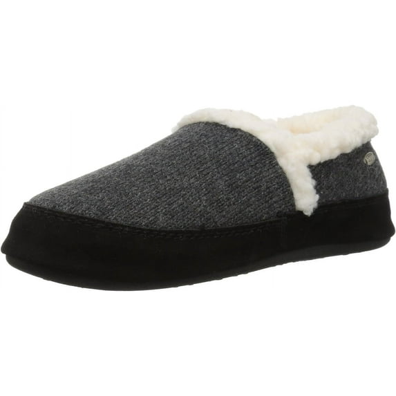 Acorn Women's Moc Slipper - Cozy Memory Foam Moccasins for Women, Cute House Shoes with Cloud Like Support and Indoor / Outdoor Sole 8-9 Dark Charcoal Heather Ragg Wool