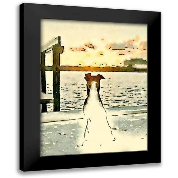 Acosta 12x14 Black Modern Framed Museum Art Print Titled - Paws At Sunset