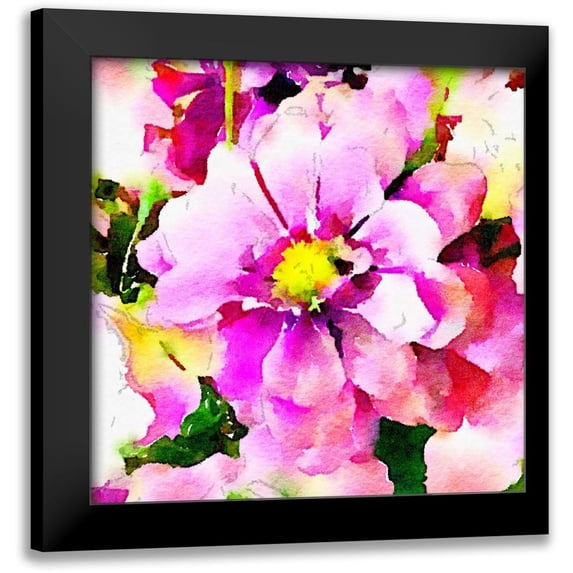 Acosta 20x20 Black Modern Framed Museum Art Print Titled - Magical Garden Floral Square