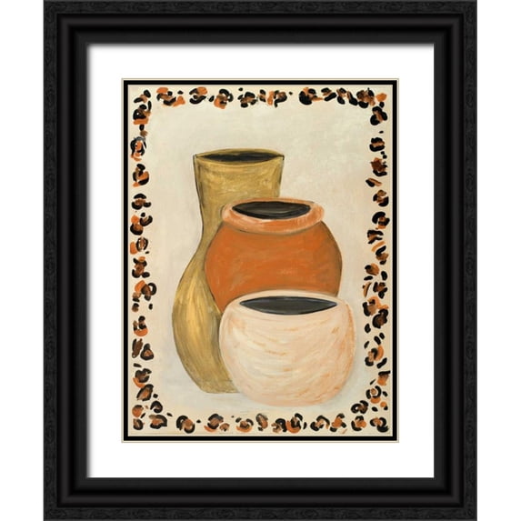 Acosta 25x32 Black Ornate Wood Framed with Double Matting Museum Art Print Titled - Tribal Vase II