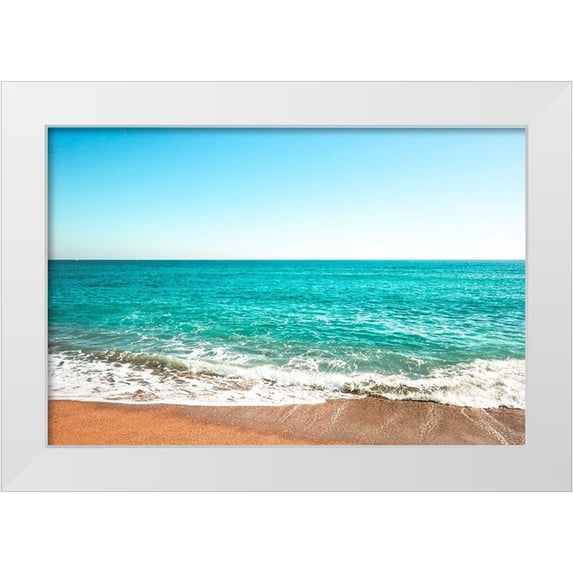 Acosta 32x23 White Modern Wood Framed Museum Art Print Titled - Reminiscing At The Beach