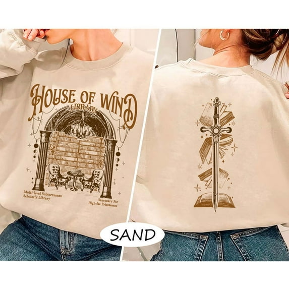Acotar House Of Wind Library Shirt, Reading Room, House Of Wind Book Club Sweatshirt, SJM Merch, Acotar Fan Gift, Bookish Gift, Sport Grey Color, Size S