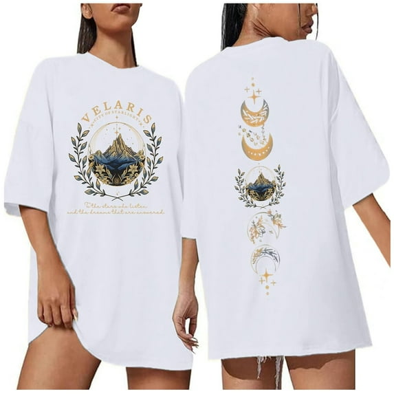 Acotar Night Court T Shirt for Women Velaris City of Starlight Short Sleeve Tops Night Court Graphic Oversized Tee