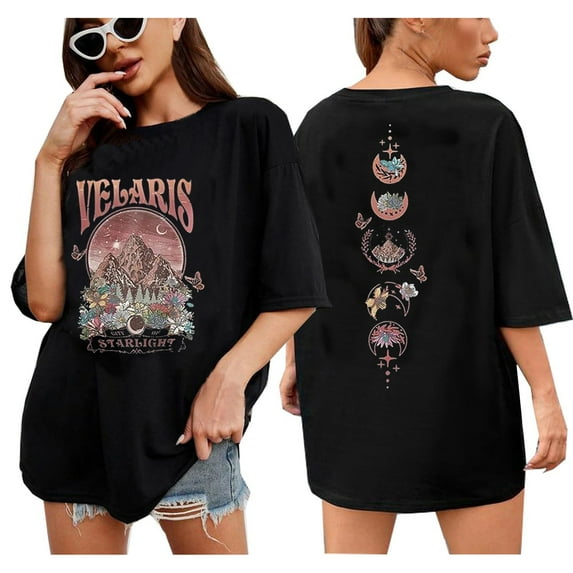 Acotar Night Court T Shirt for Women Velaris City of Starlight Short Sleeve Tops Night Court Graphic Oversized Tee